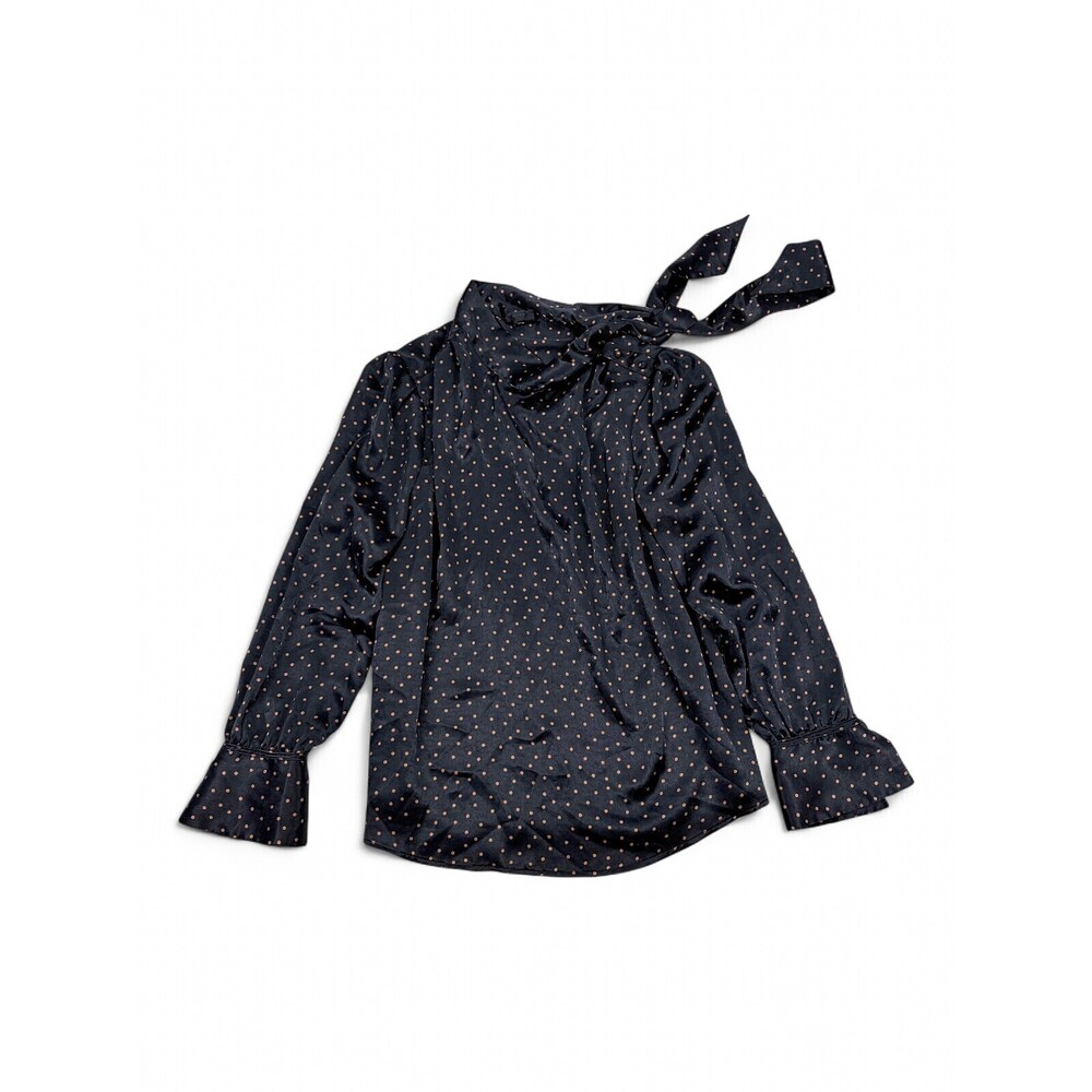Worthington Tie-Neck Polka Dot Blouse, Long Sleeve L